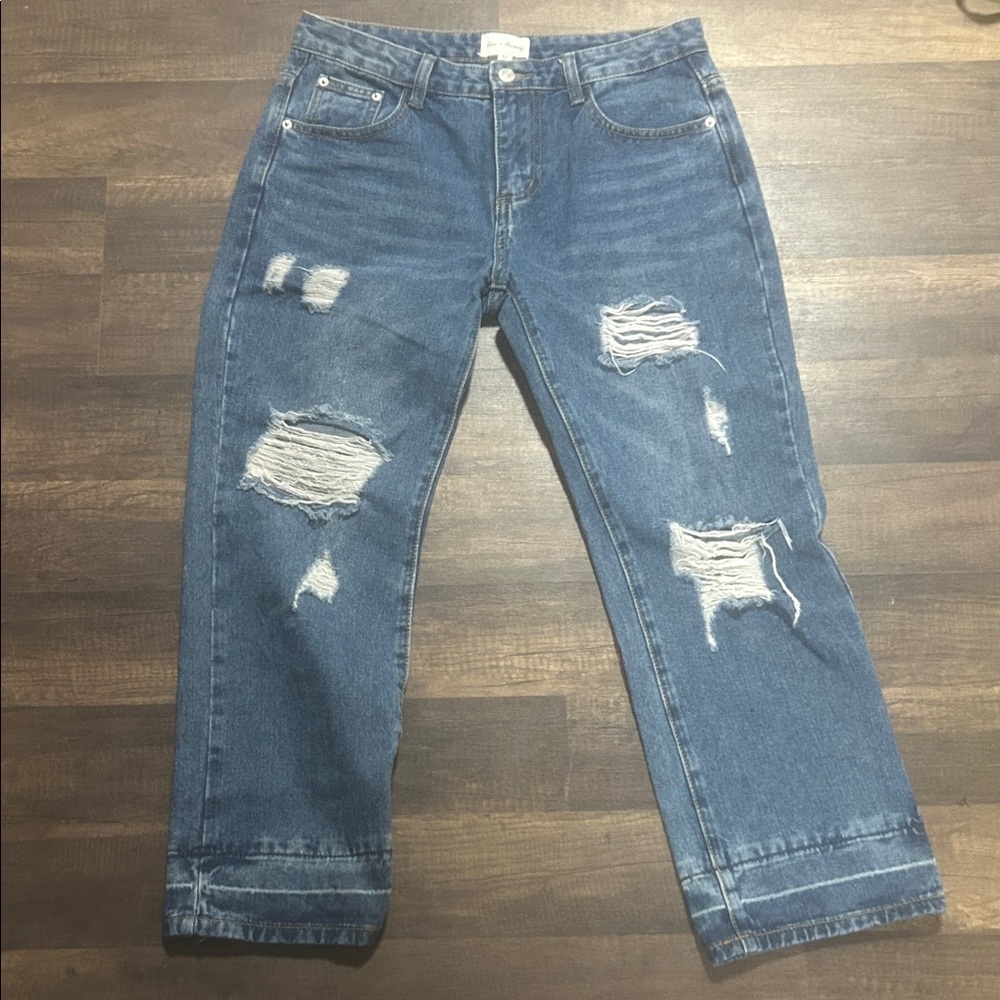 Love and harmony Distressed Blue Jeans